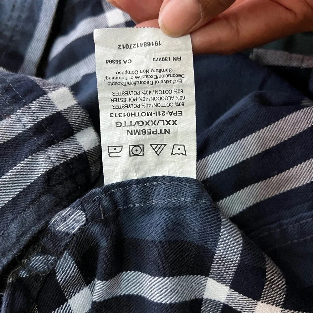 ATG Wrangler Mens 2XL Blue Plaid Flannel Shirt Elbow Patches Outdoor Utility